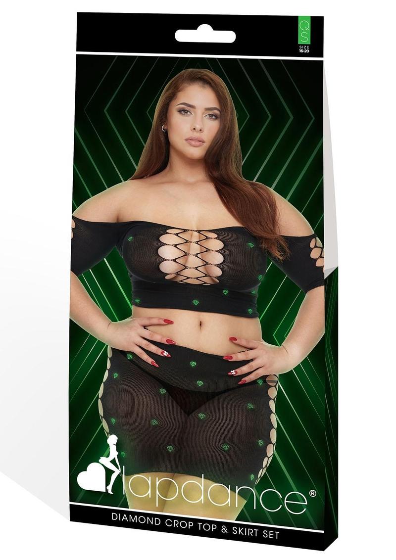 Diamond Crop Top and Skirt Set-Glow In The Dark-Q