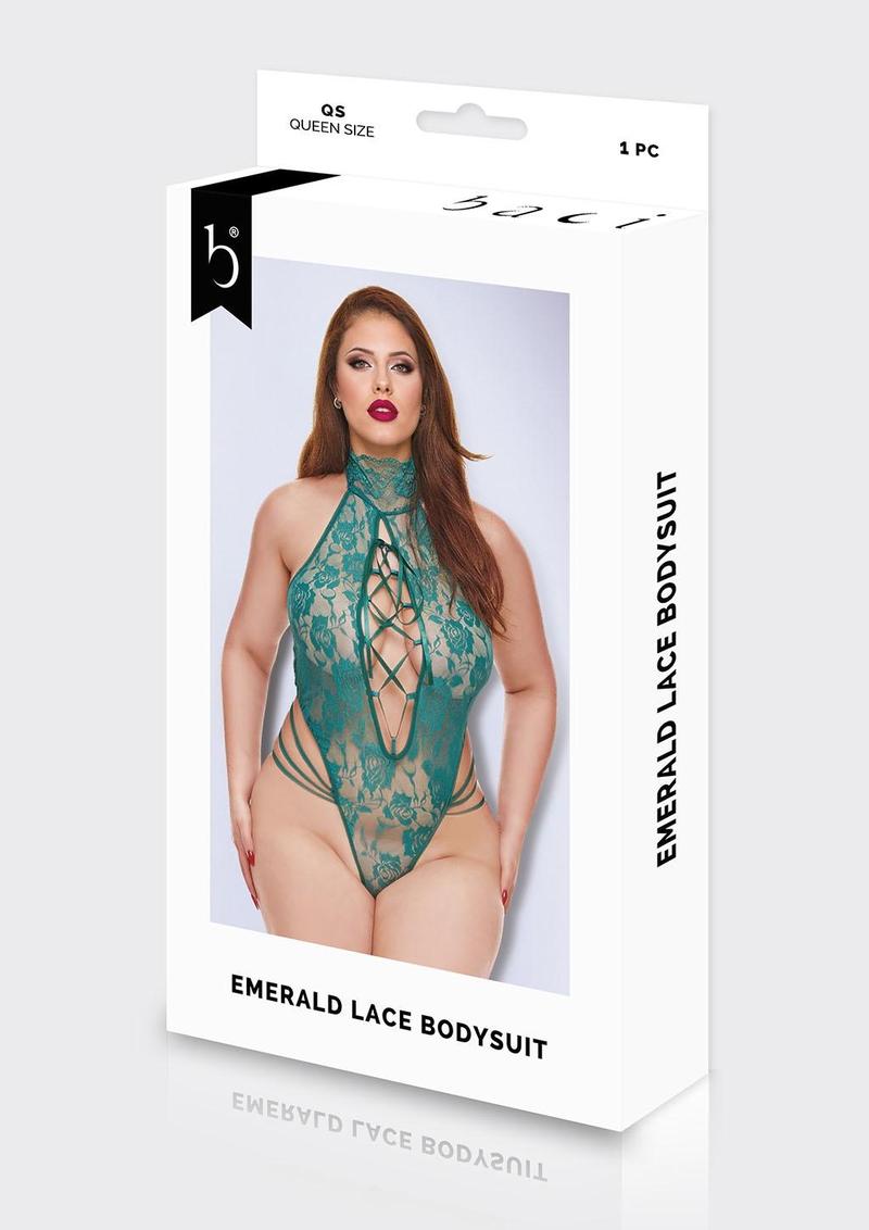 Emerald Lace Bodysuit-Green-Q