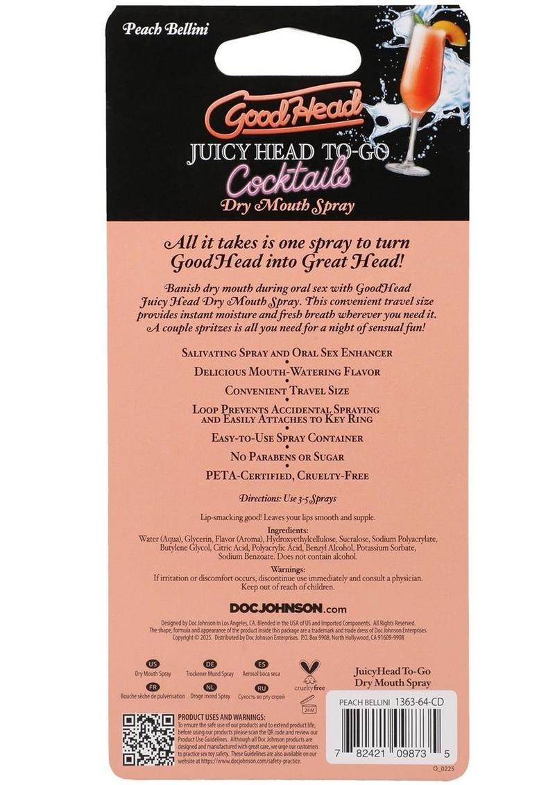 Goodhead Juicy Head Cocktails Dry Mouth Spray To-Go Peach Bellini