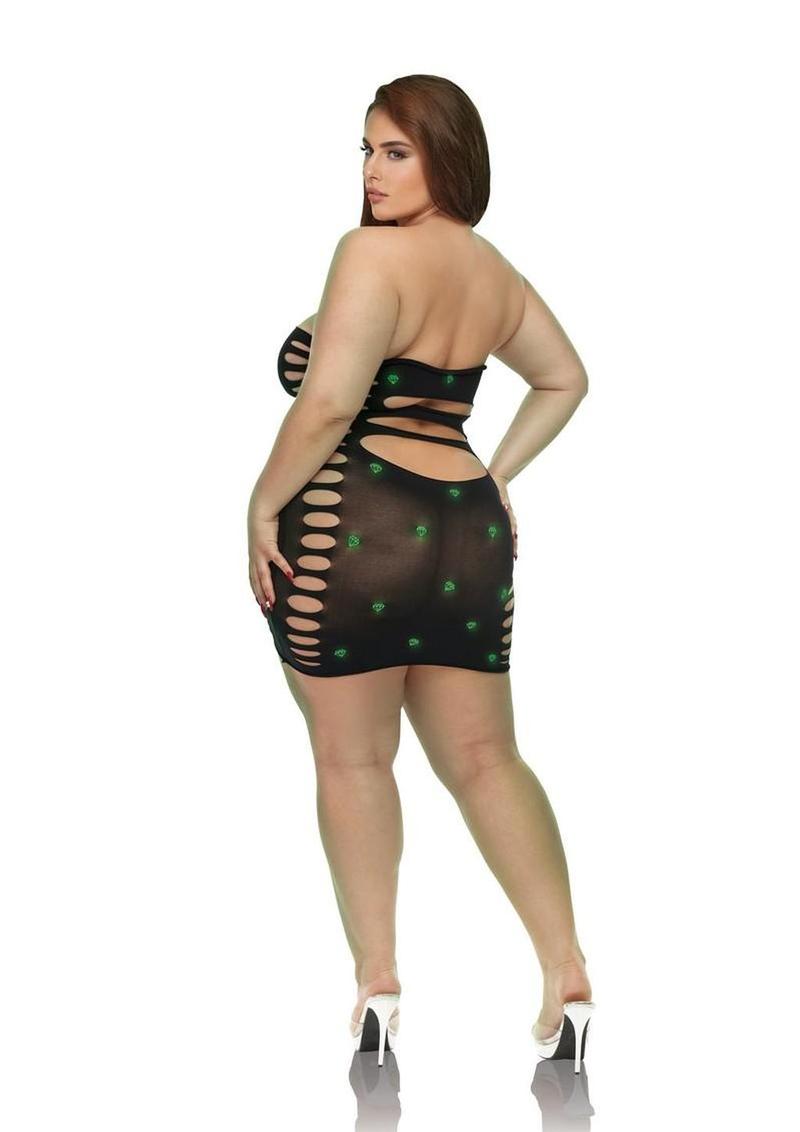 Lapdance Lingerie Midnight Diamond Cutout Mini Dress - Queen Size