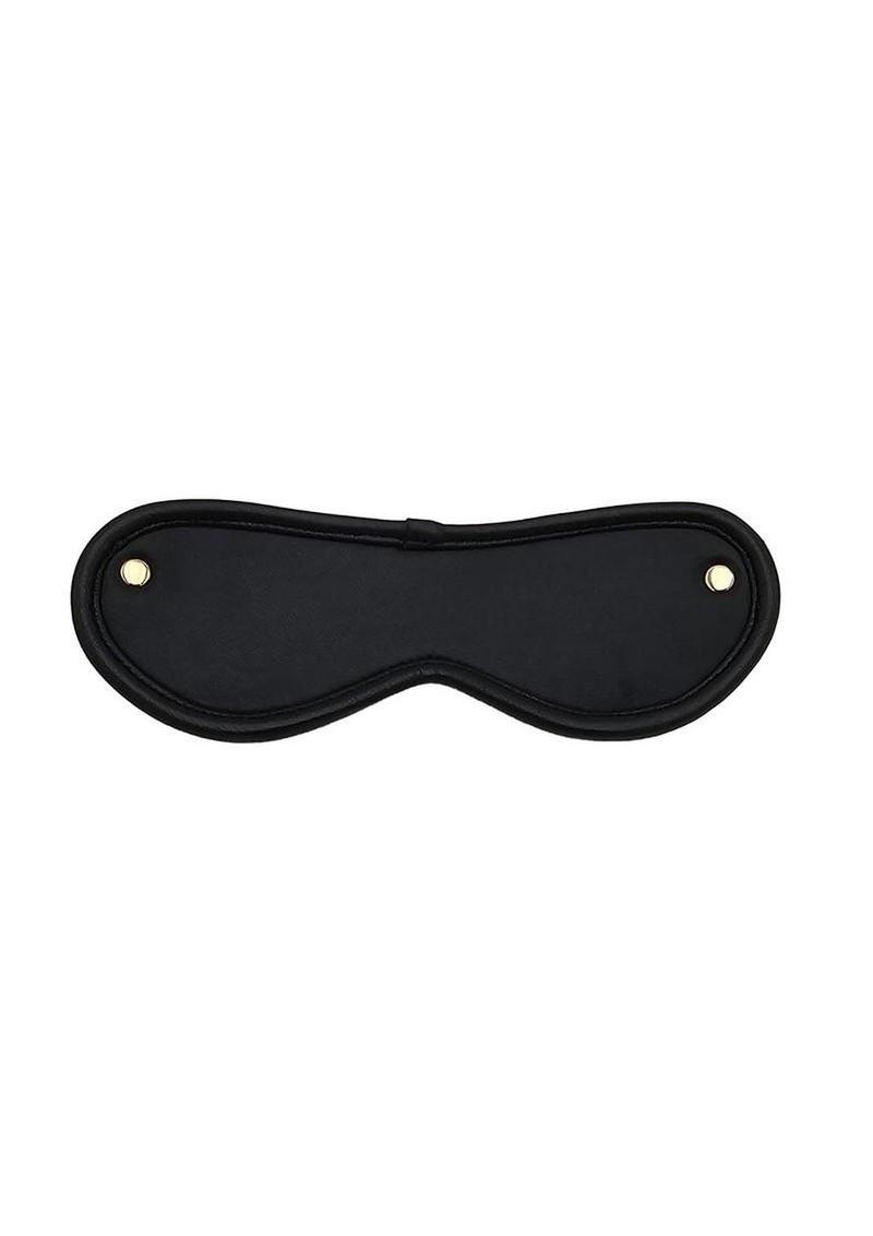 Leather Blindfold with Gold Accessories - Black/Gold