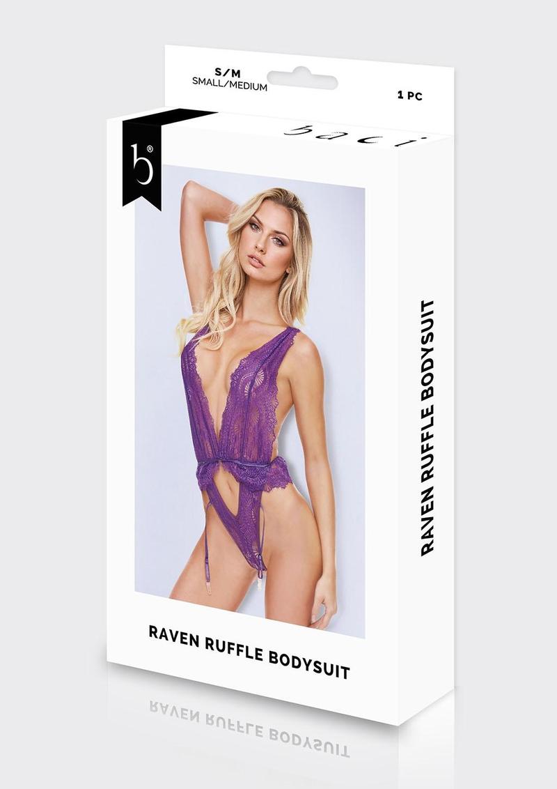 Raven Ruffle Bodysuit-Purple-Sm
