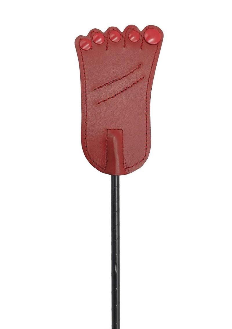 Rouge Foot Leather Riding Crop - Black/Red
