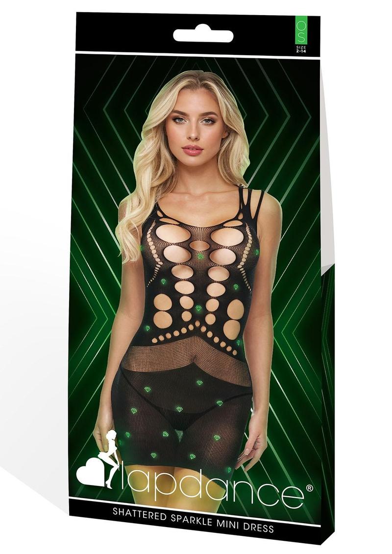 Shatered Sparkle Mini Dress-Glow In The Dark-Os