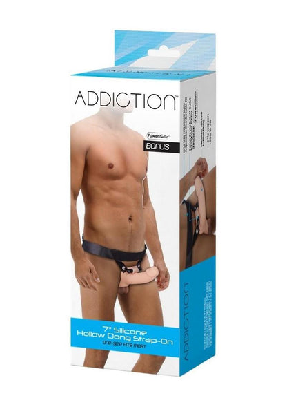 Addiction Silicone Hollow Dong Strap-On - Vanilla - 7in