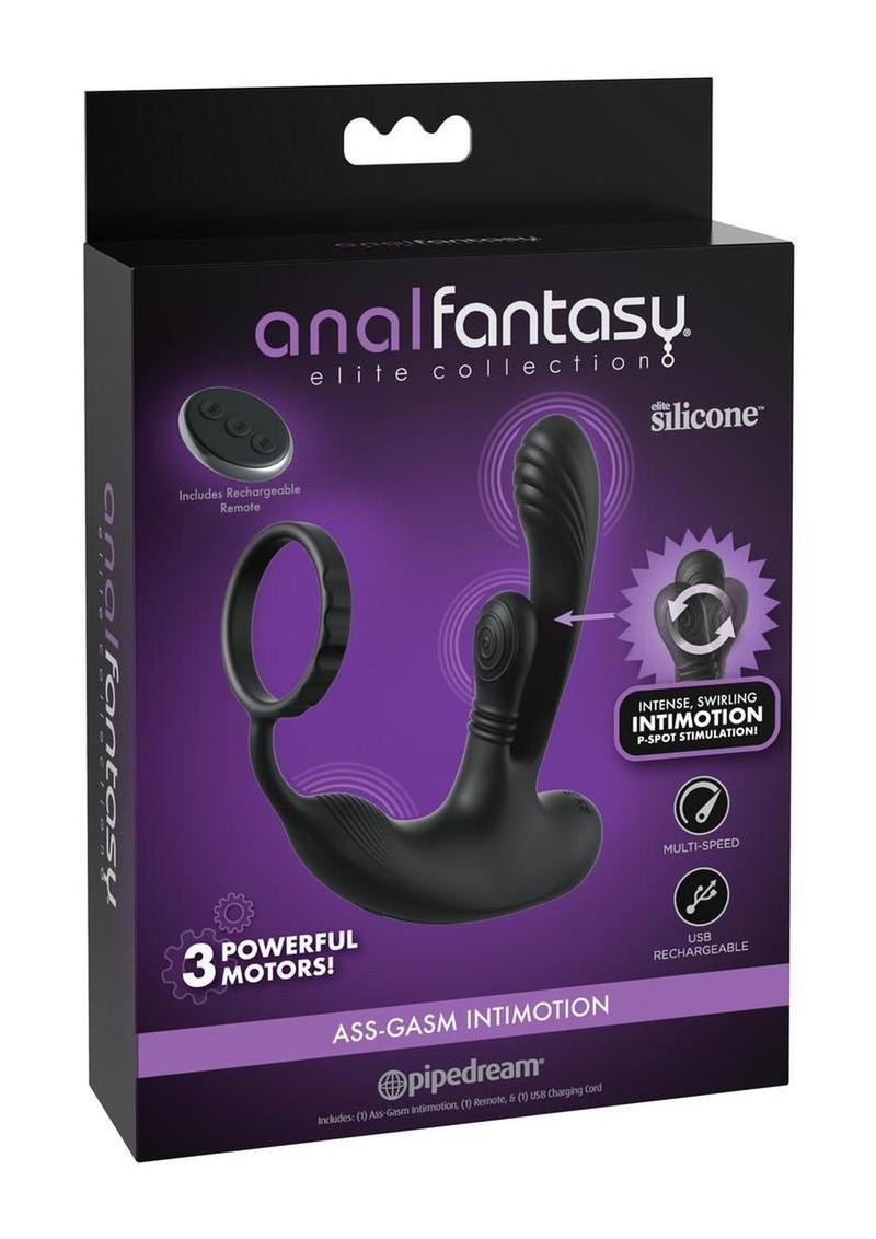 Anal Fantasy Elite Ass-Gasm Intimotion Multi-Motor Rechargeable Silicone Anal Plug - Black