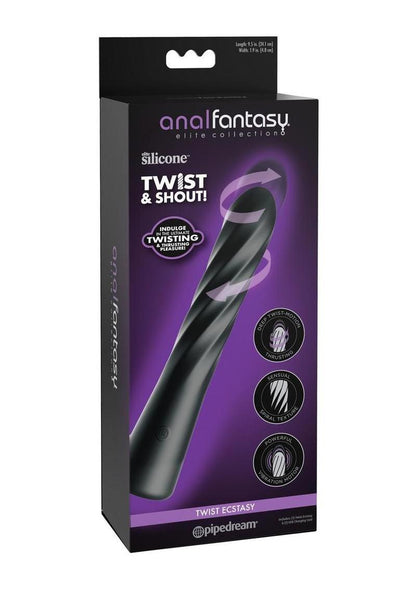 Anal Fantasy Elite Twist Ecstasy Rechargeable Silicone Rotating Anal Massager - Black/Purple