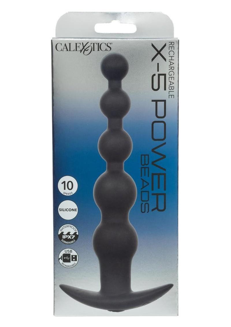 Anal Toys Rechargeable X-5 Silicone Power Beads - Black - 7.25in