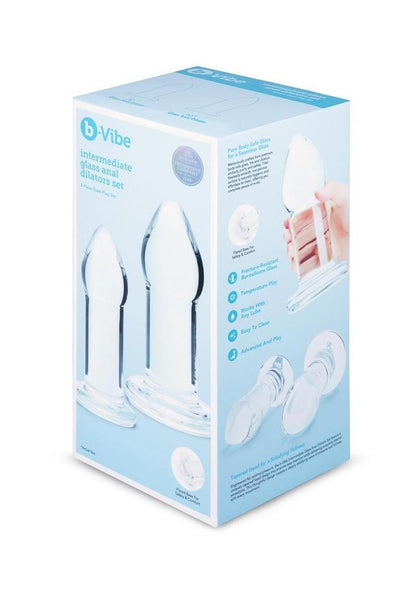 B-Vibe Intermediate Glass Anal Dilators - Clear - 2 Piece/Set