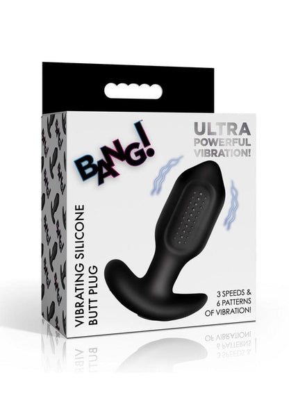 Bang! Bumpy Vibrating Rechargeable Silicone Butt Plug - Black