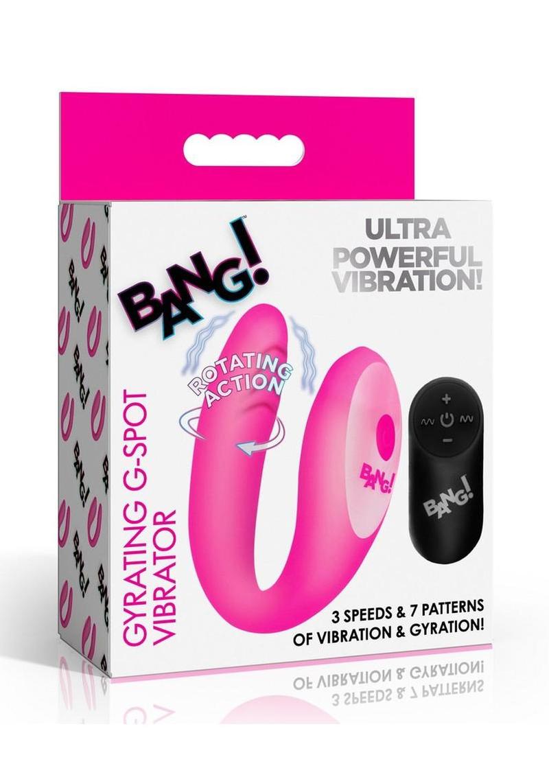 Bang! Gyrating G-Spot Rechargeable Silicone Dual Stimulating Vibrator with Remote - Pink
