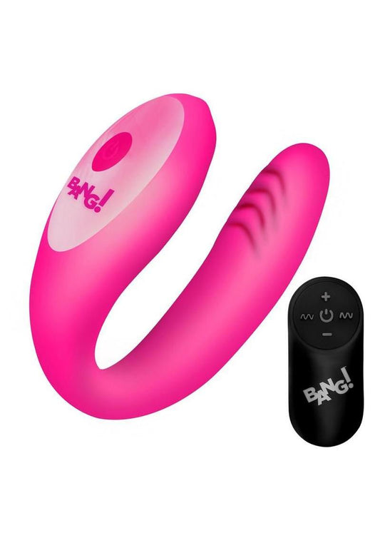Bang! Gyrating G-Spot Rechargeable Silicone Dual Stimulating Vibrator with Remote - Pink
