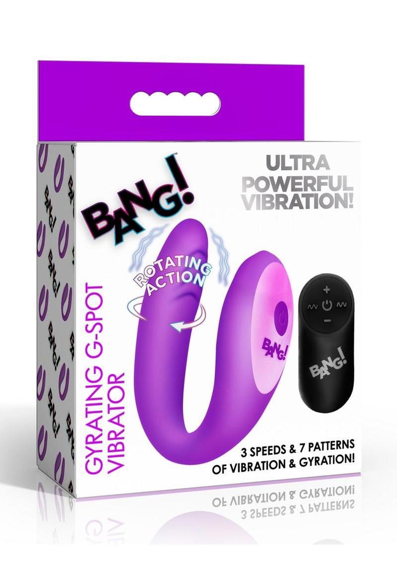 Bang! Gyrating G-Spot Rechargeable Silicone Dual Stimulating Vibrator with Remote - Purple
