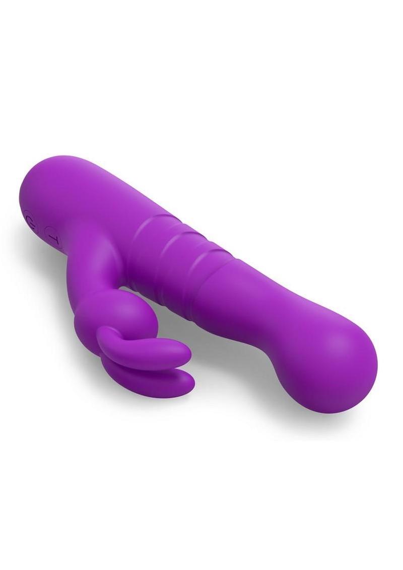 Bang! Thrusting Rechargeable Silicone Rabbit Vibrator - Purple