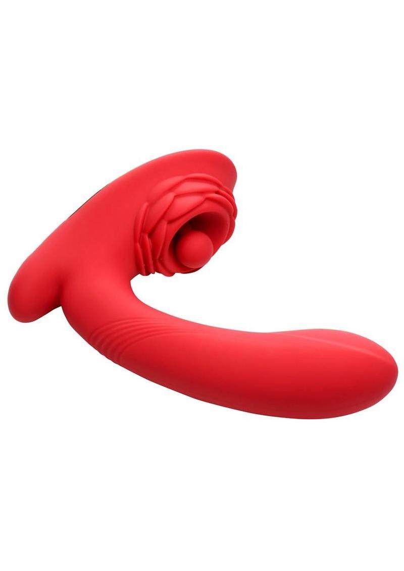 Bloomgasm Petal Twirl Clit Massaging Rechargeable Silicone Vibrator - Red