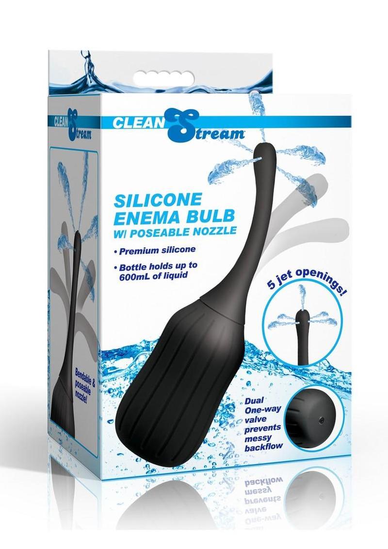 Cleanstream Silicone Enema Bulb with Poseable Nozzle - Black