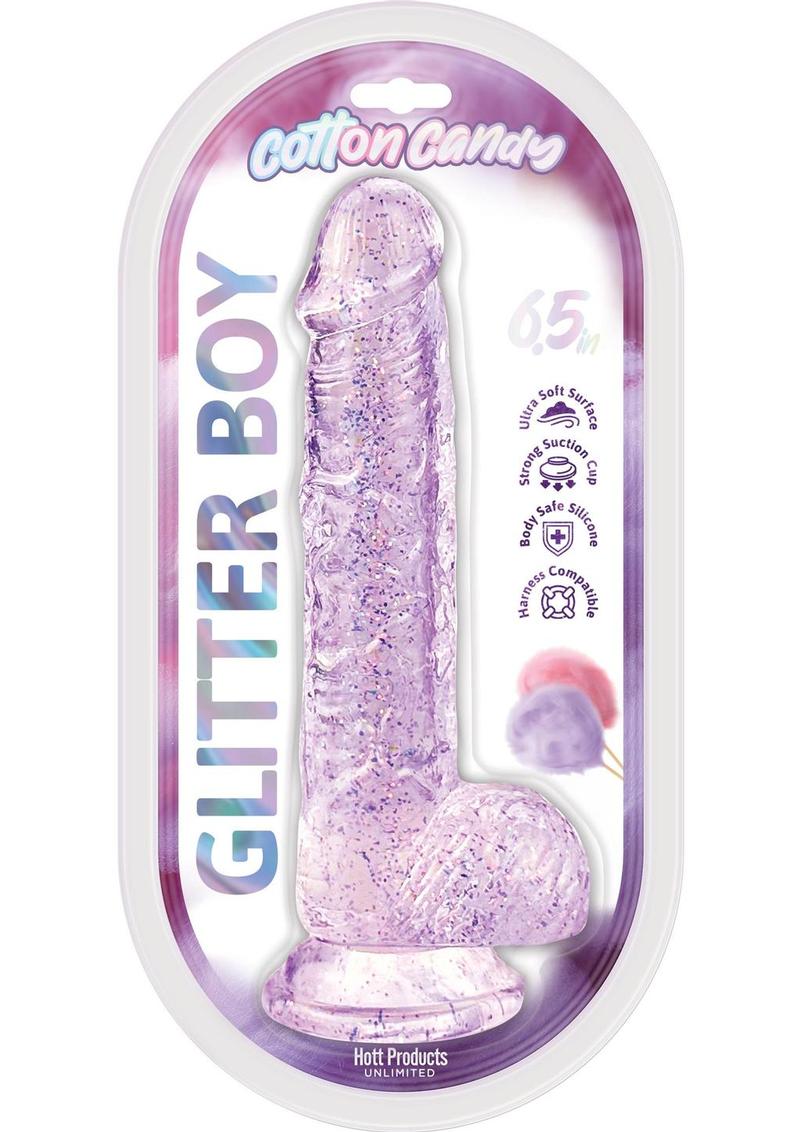 Cotton Candy Glitter Boy Silicone Dildo 6.5in - Lavender - Purple