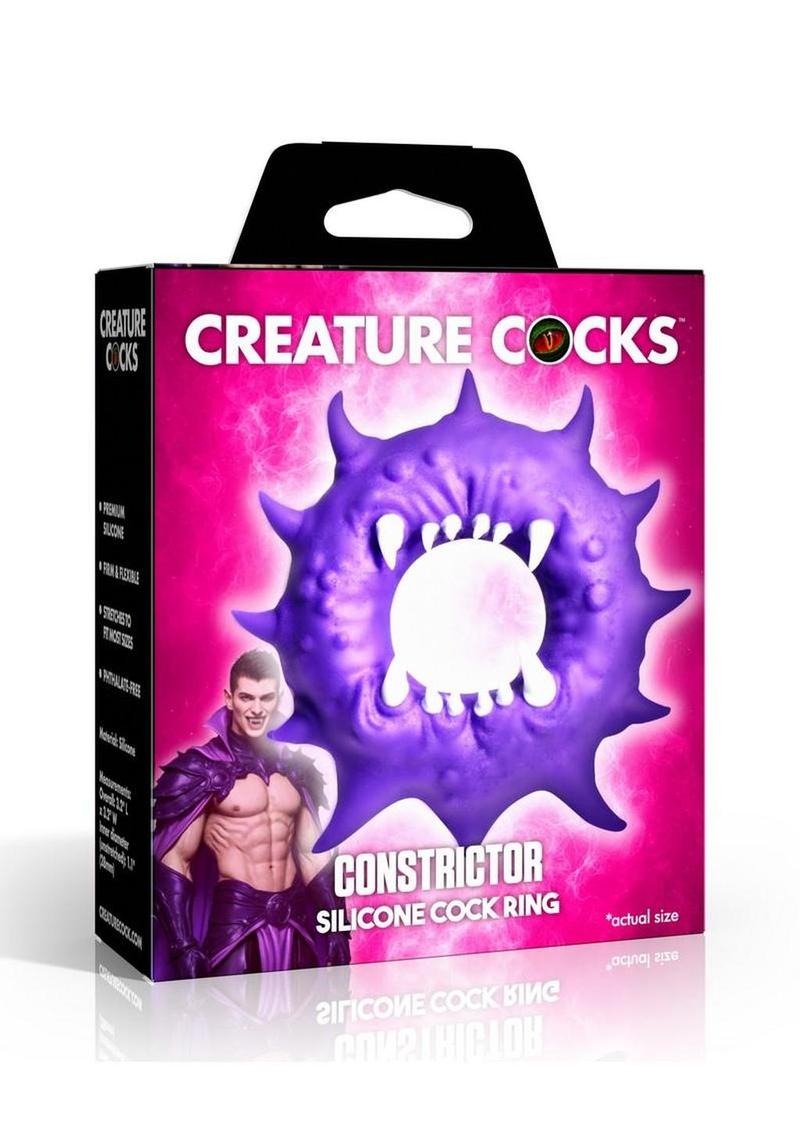 Creature Cock Constrictor Silicone Cock Ring - Purple/White