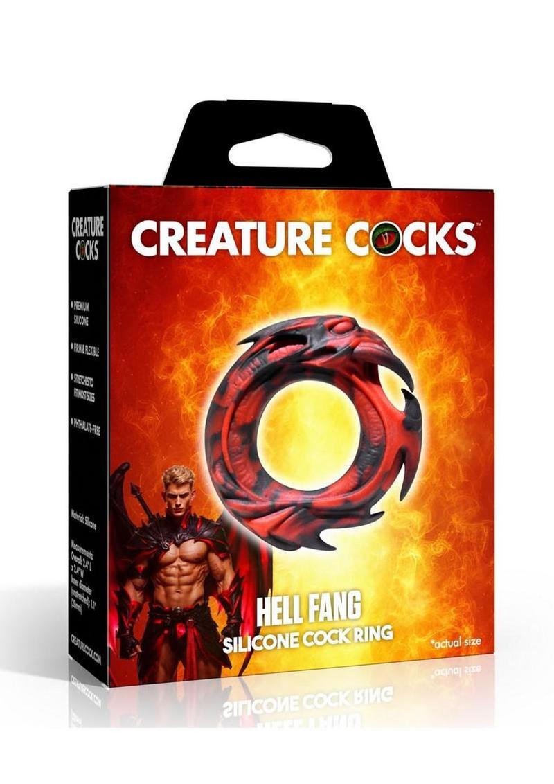 Creature Cock Hell Fang Silicone Cock Ring - Black/Red