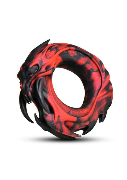 Creature Cock Hell Fang Silicone Cock Ring - Black/Red