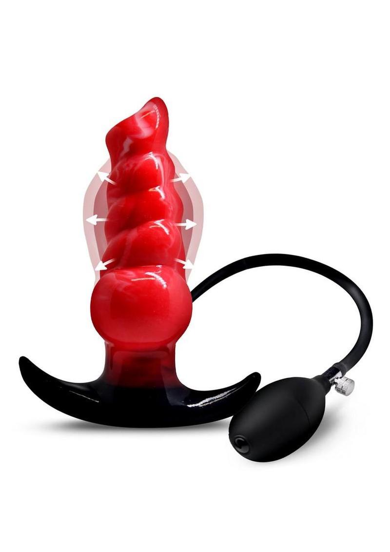 Creature Cocks Blaze Inflatable Silicone Anal Plug - Black/Red