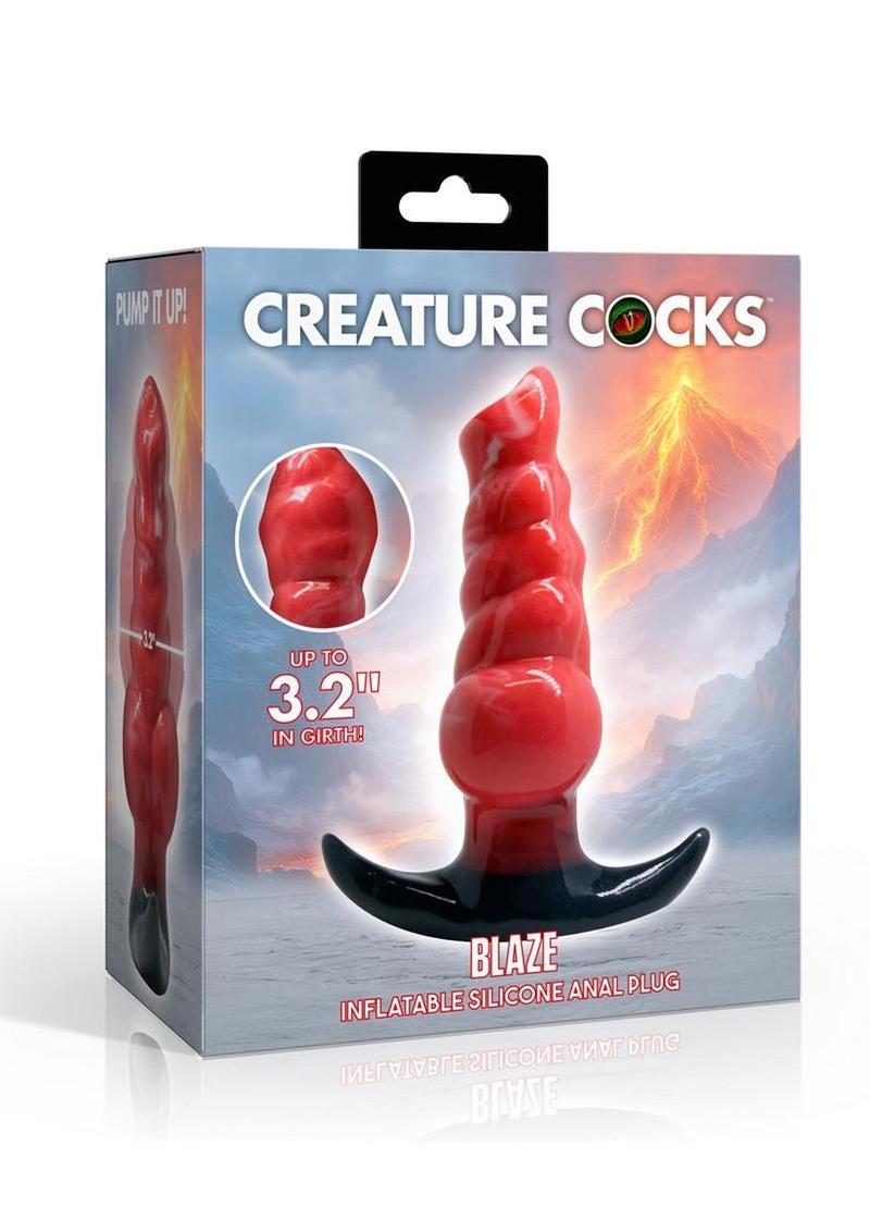 Creature Cocks Blaze Inflatable Silicone Anal Plug - Black/Red