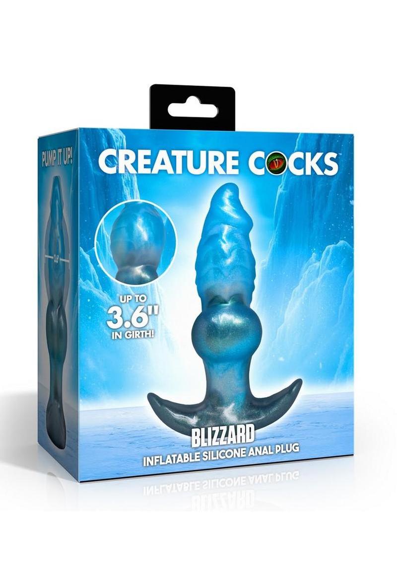 Creature Cocks Blizzard Inflatable Silicone Anal Plug - Blue