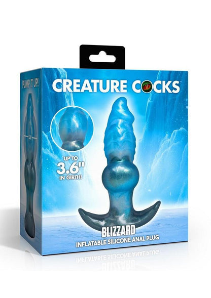 Creature Cocks Blizzard Inflatable Silicone Anal Plug - Blue