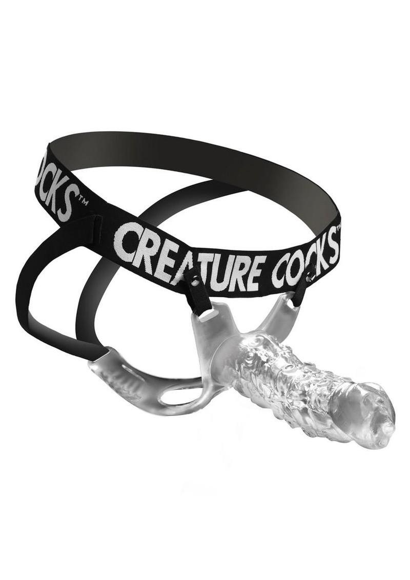 Creature Cocks King Kraken Hollow Strap-On with Harness - Black/Clear