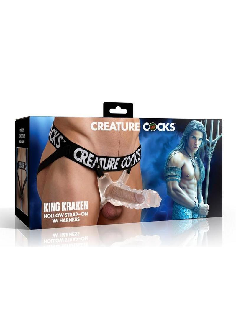 Creature Cocks King Kraken Hollow Strap-On with Harness - Black/Clear