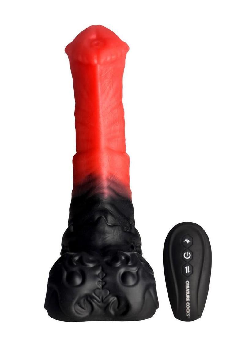 Creature Cocks Ultimate Centaur Thrusting and Vibrating Rechargeable Silicone Dildo with Remote Control - Black/Red