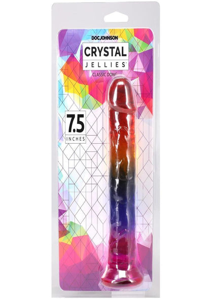 Crystal Jellies Dildo - Multicolor/Rainbow - 7.5in