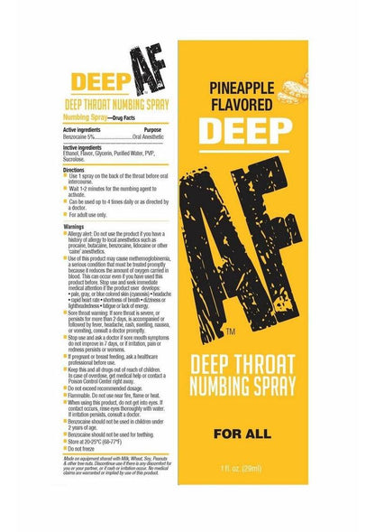 Deep AF Deep Throat Numbing Spray 1oz - Pineapple