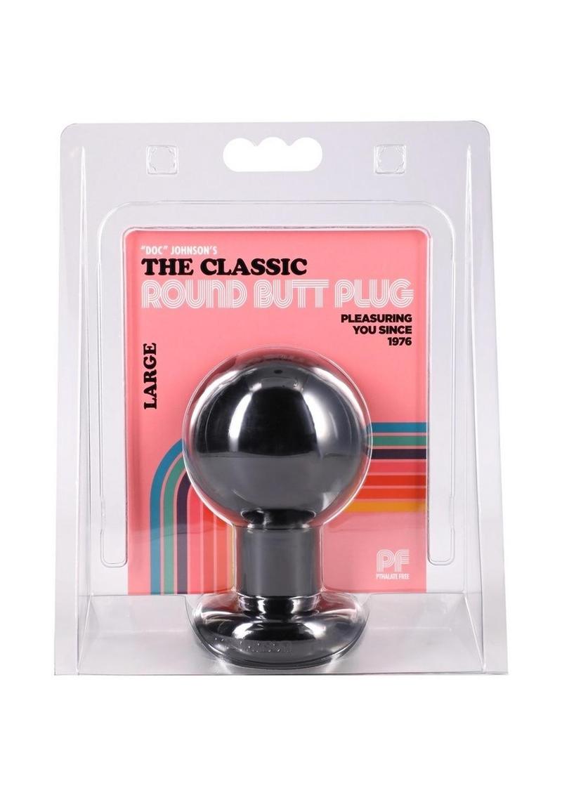 Doc Johnson Round Butt Plug - Black - Large