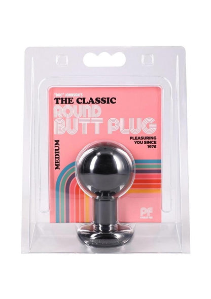 Doc Johnson Round Butt Plug - Black - Medium