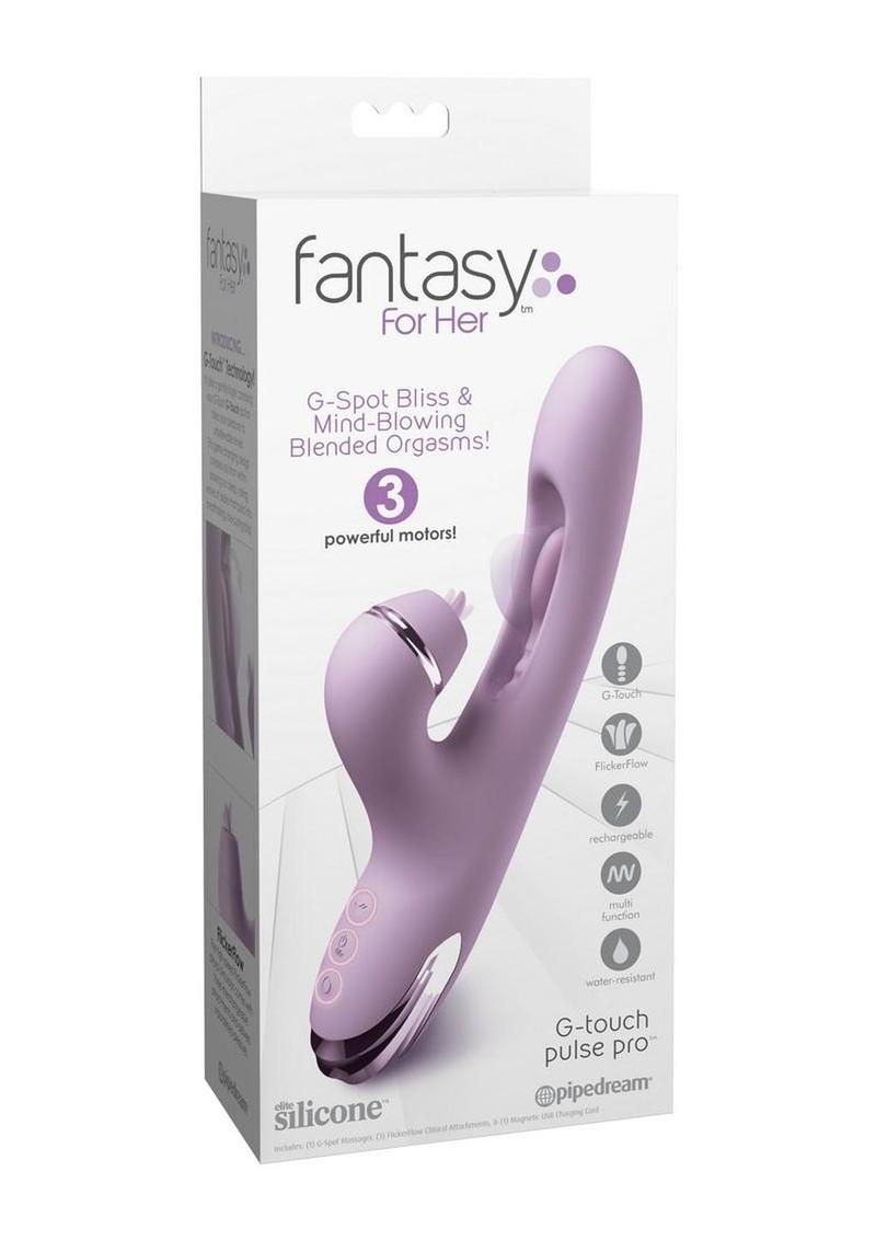 Fantasy For Her G-Touch Pulse Pro Rechargeable Silicone Rabbit Vibrator with Clitoral Stimulator - Purple