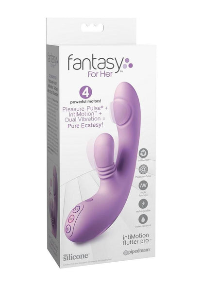 Fantasy For Her Intimotion Flutter Pro Rechargeable Silicone Rabbit Vibrator with Clitoral Stimulator - Purple