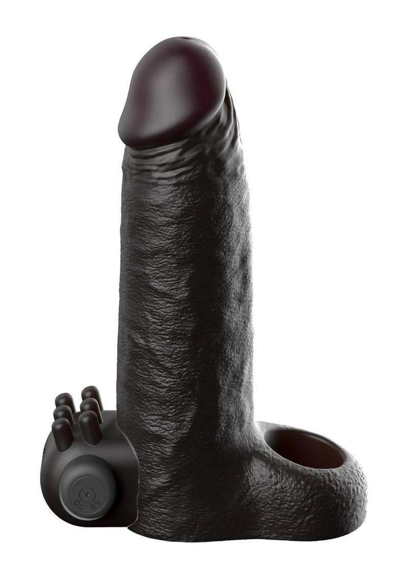 Fantasy X-Tensions Vibrating Real Feel Extension with Rechargeable Bullet - Black - 2in