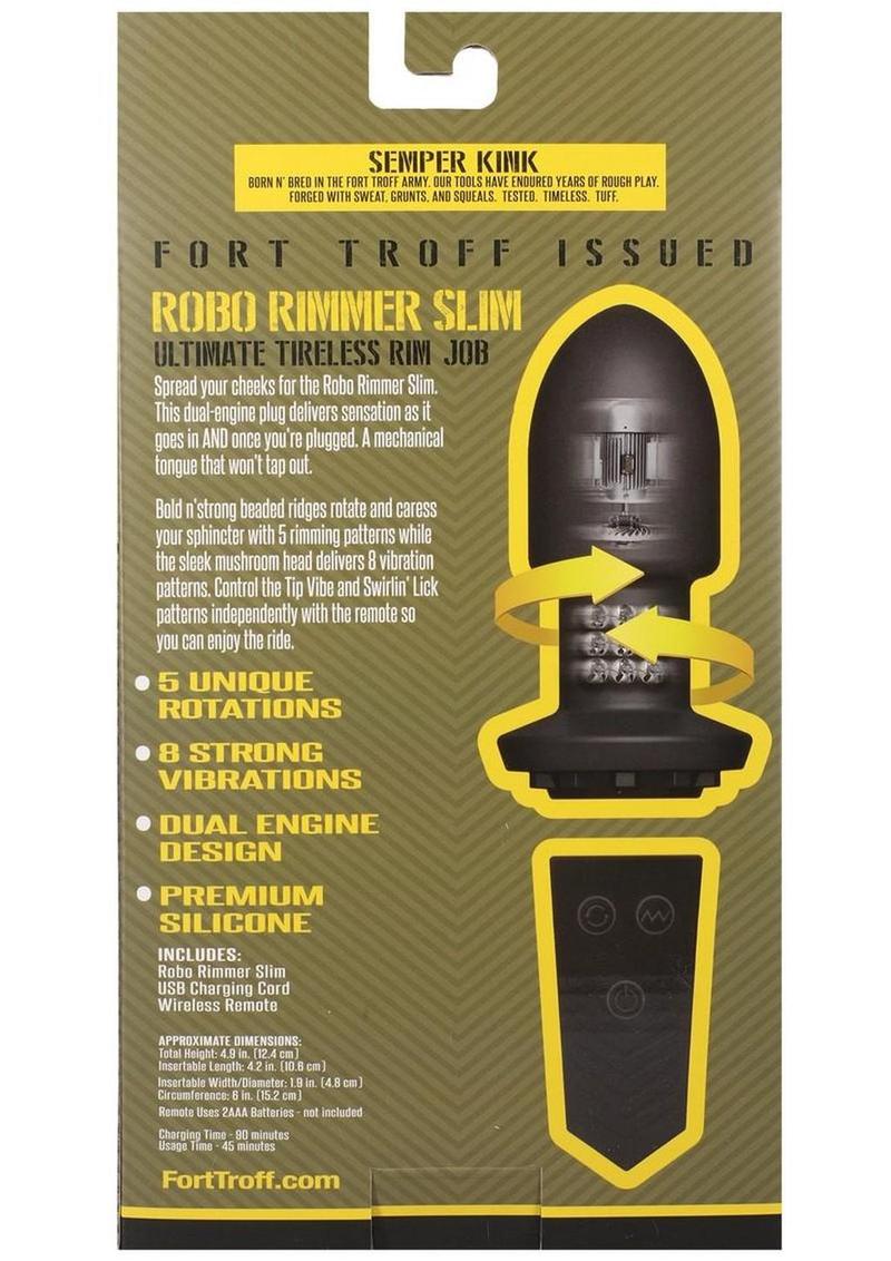 Fort Troff Robo Rimmer Slim Recharageable Silicone Anal Plug with Wireless Remote - Black