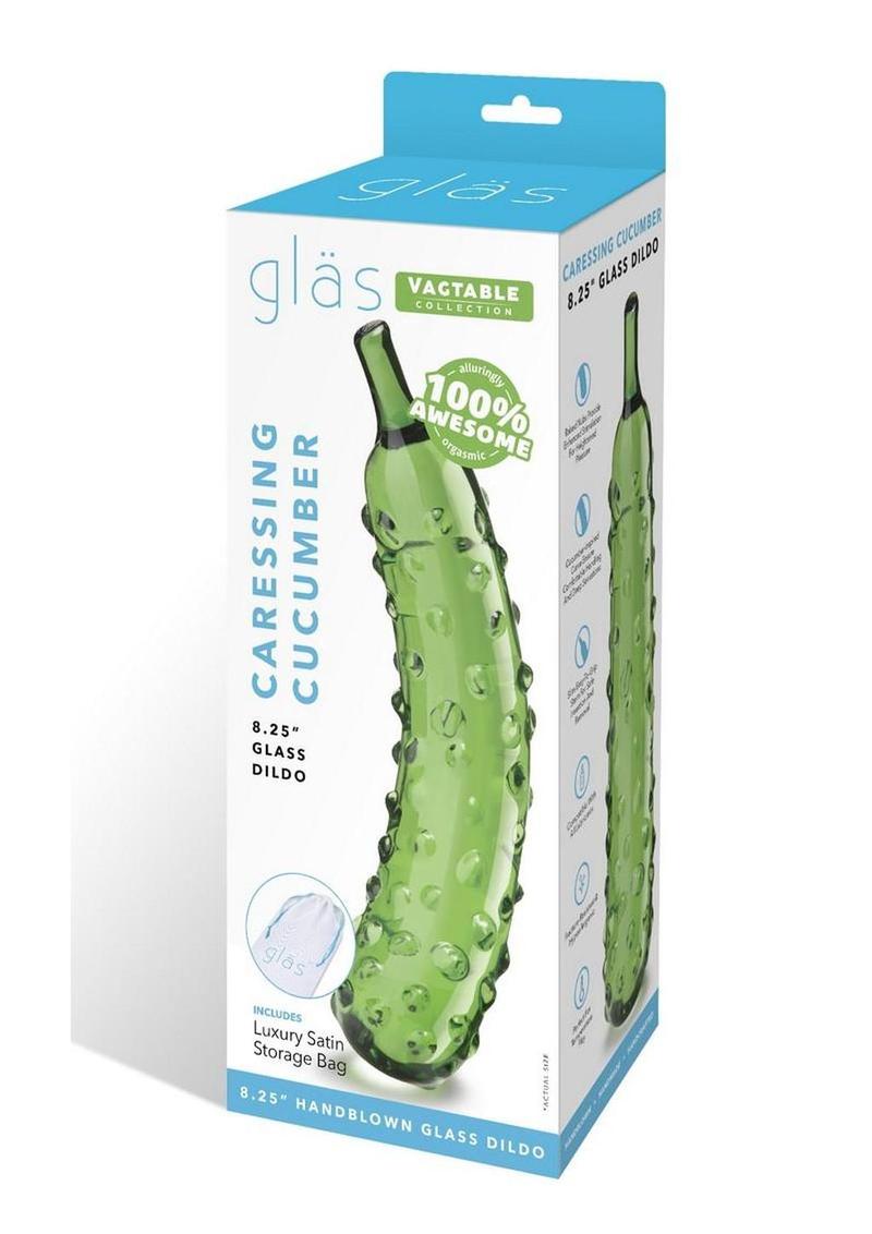 Glas Caressing Cucumber Glass Dildo - Green - 8.25in