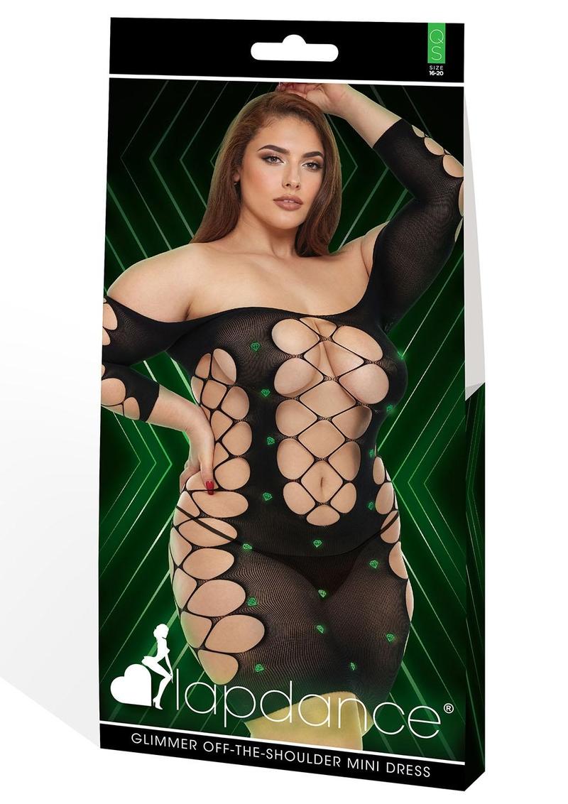 Glimmer Off The Sholder Minidress-Glow In The Dark-Q