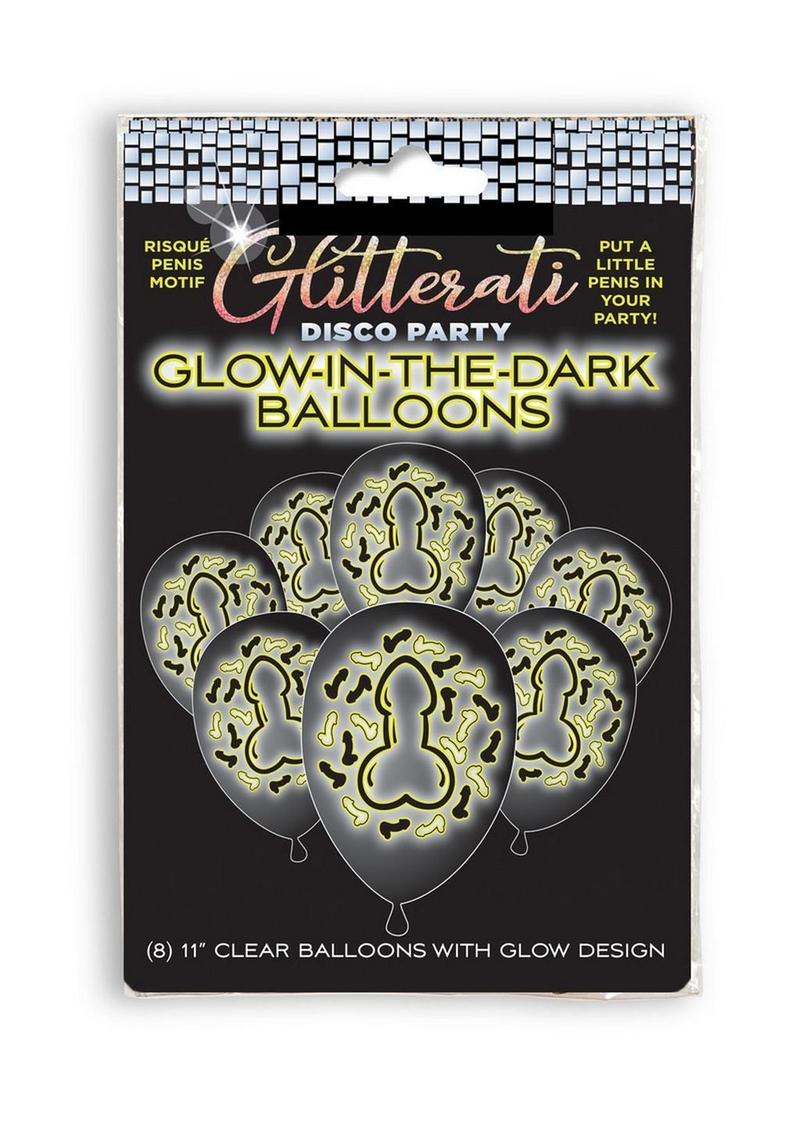 Glitterati Penis Glow In The Dark Ballons - Glow In The Dark - 8 Per Pack