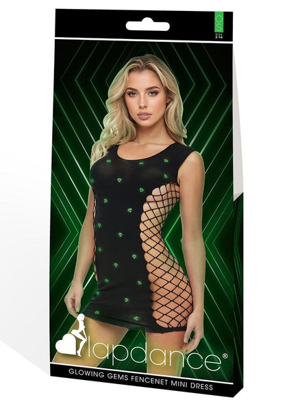 Glowing Gems Fencenet Mini Dress-Glow In The Dark-Os