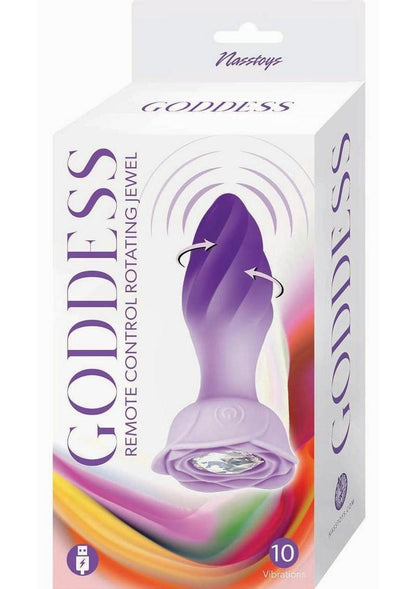 Goddess Remote Control Rotating Jewel Rechargeable Silicone Plug - Purple