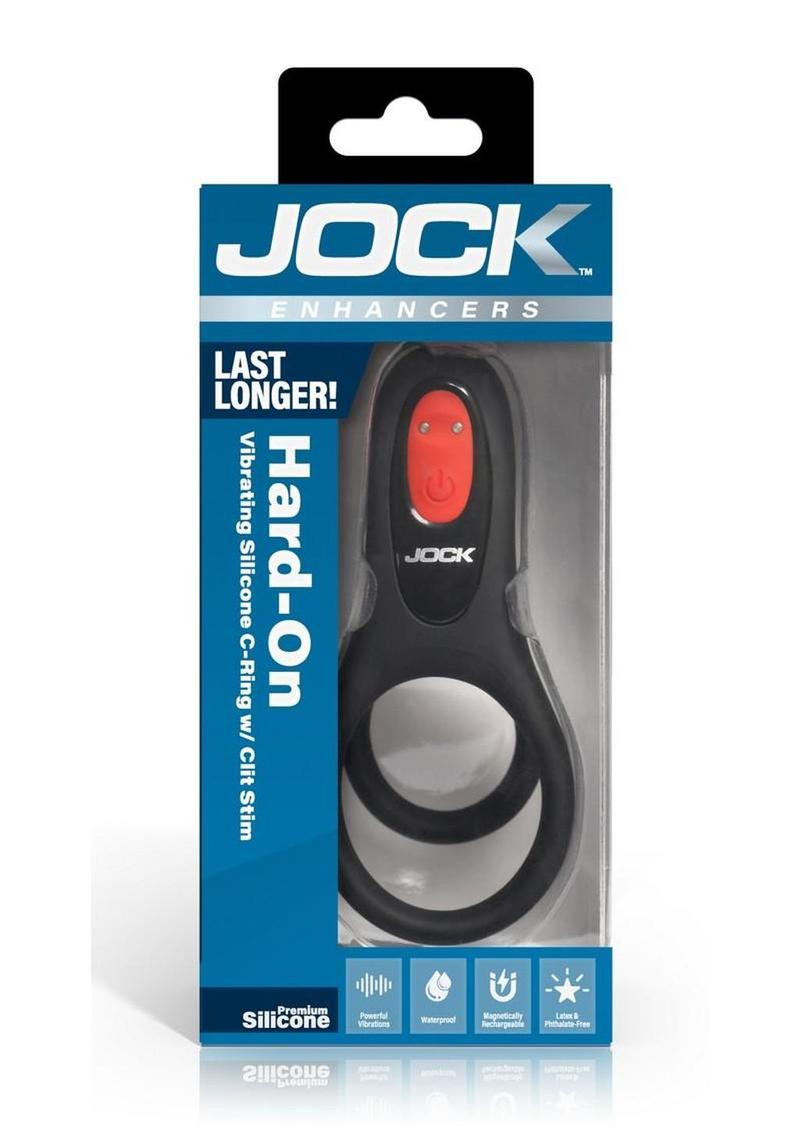 Hard-On Vibrating Rechargeable Silicone Cock Ring with Clit Stimulator - Black