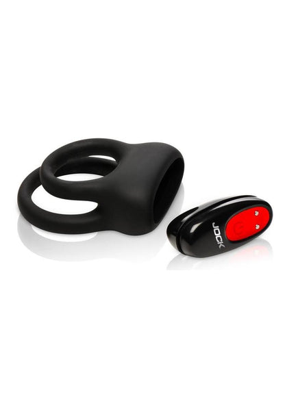 Hard-On Vibrating Rechargeable Silicone Double Cock Ring - Black