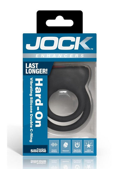 Hard-On Vibrating Rechargeable Silicone Double Cock Ring - Black