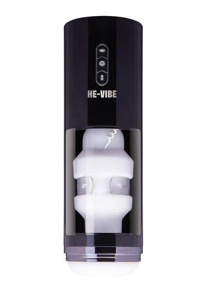 He-Vibe Thrust and Bust Rechargeable Oral Masturbator - Black/Frost