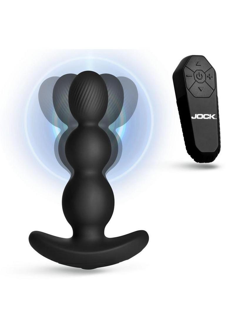 Jock Gyro-X Gyrating and Vibrating Rechargeable Silicone Anal Plug with Remote Control - Black
