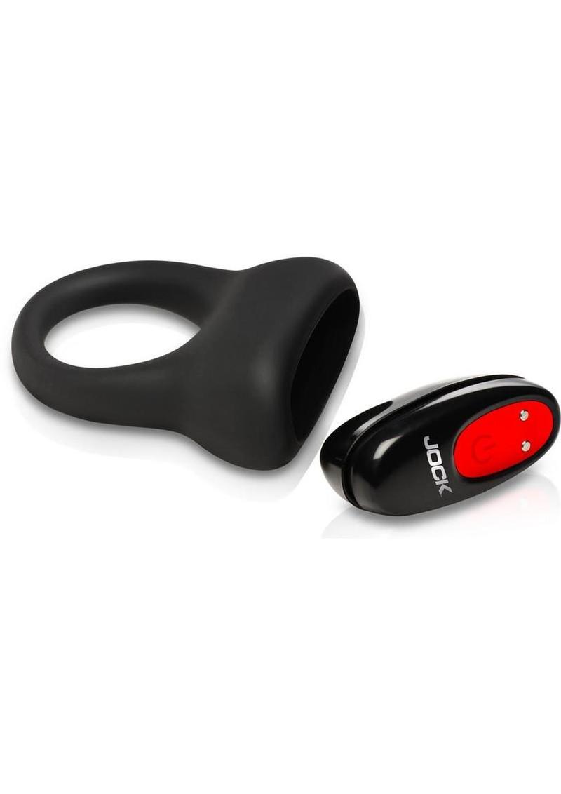 Jock Hard-On Vibrating Rechargeable Silicone Cock Ring - Black